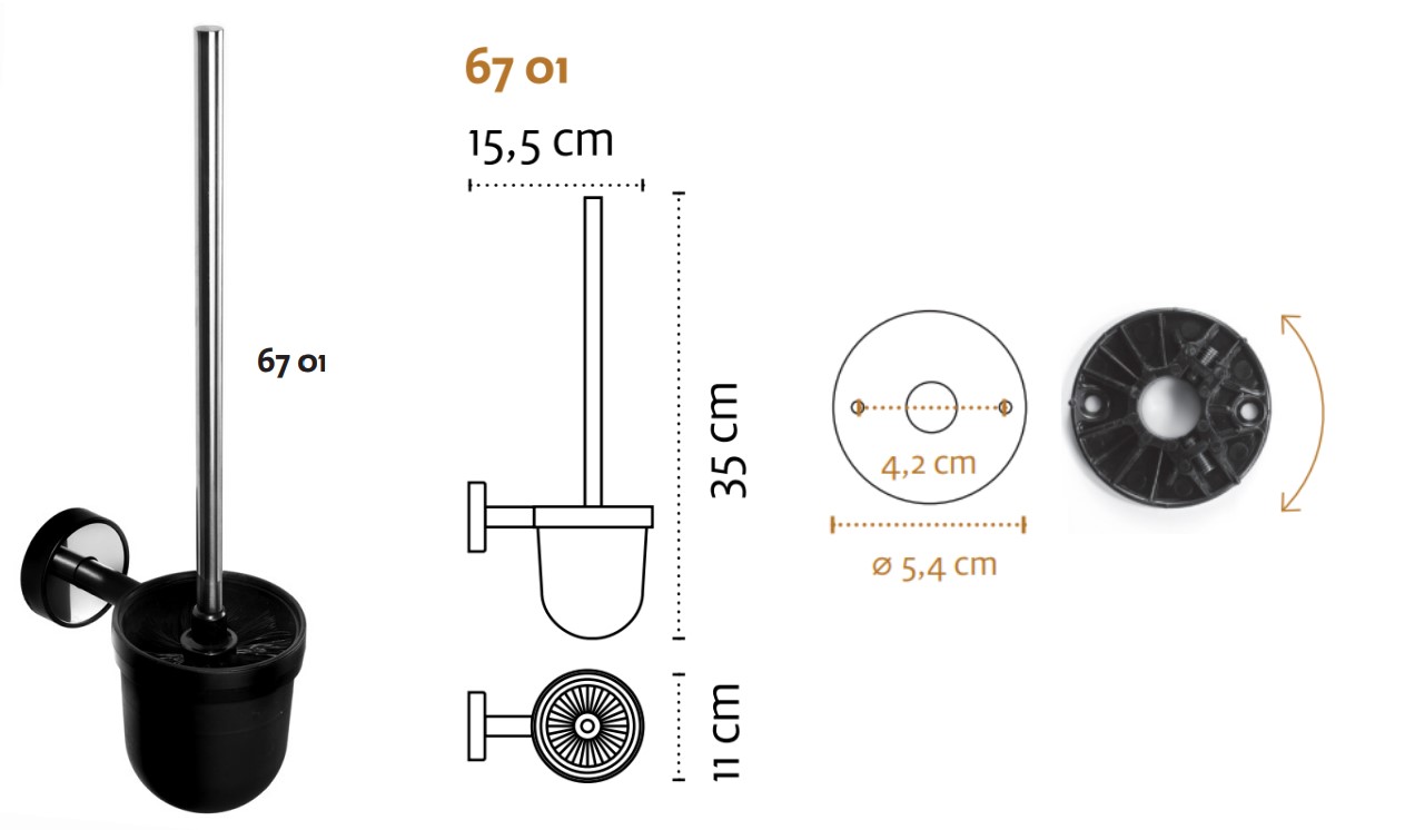 Optimo Black WC kefetartó - üveg, fali