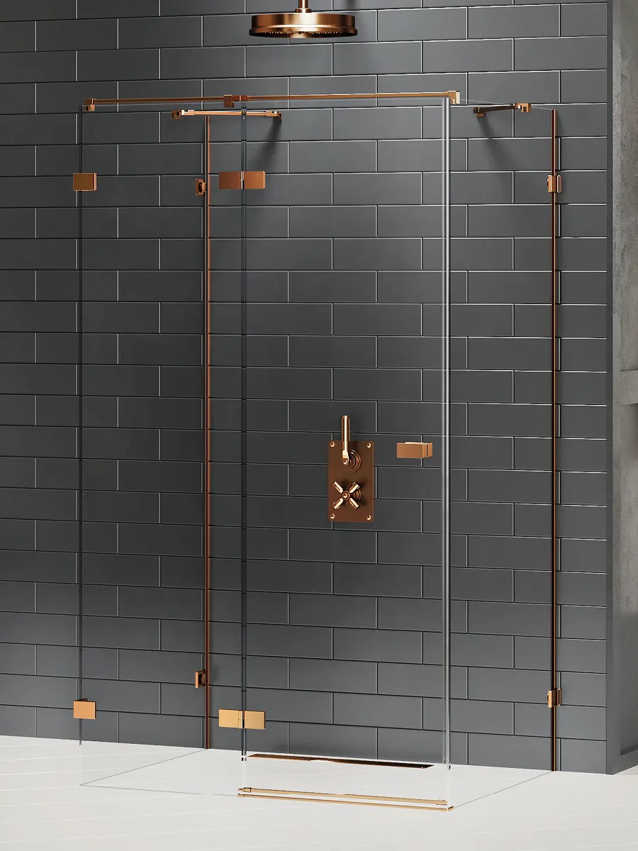 Avexa Copper Brushed 3 oldalú egy ajtós szögletes zuhanykabin
