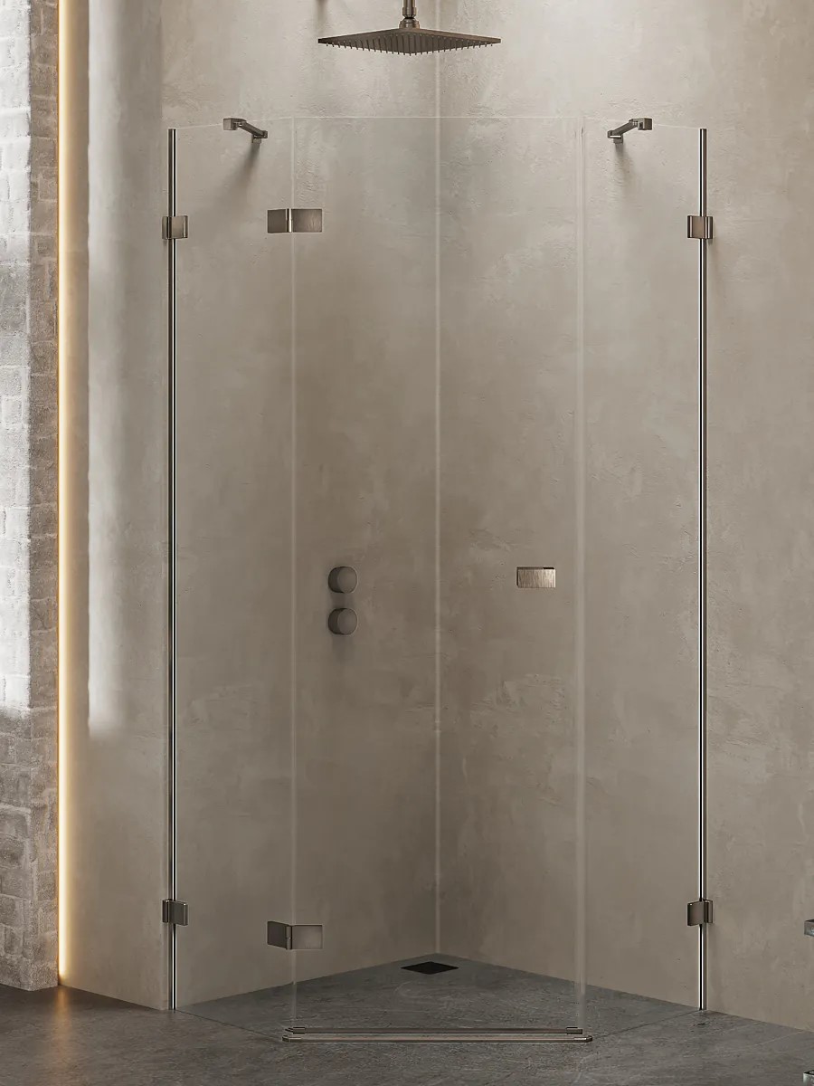 Avexa Gunmetal egy ajtós ötszögletes zuhanykabin