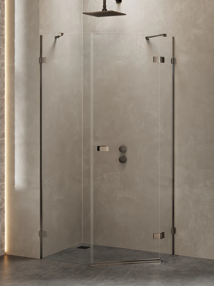 Avexa Gunmetal aszimmetrikus egy ajtós ötszögletes zuhanykabin