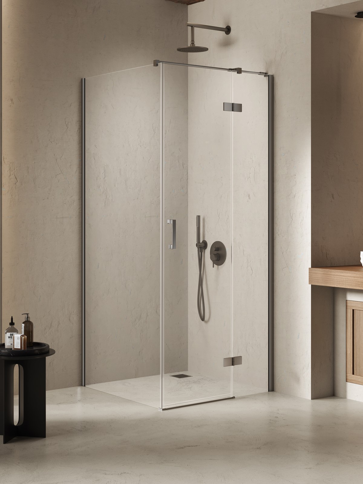 NESTA Gunmetal egy ajtós szögletes zuhanykabin