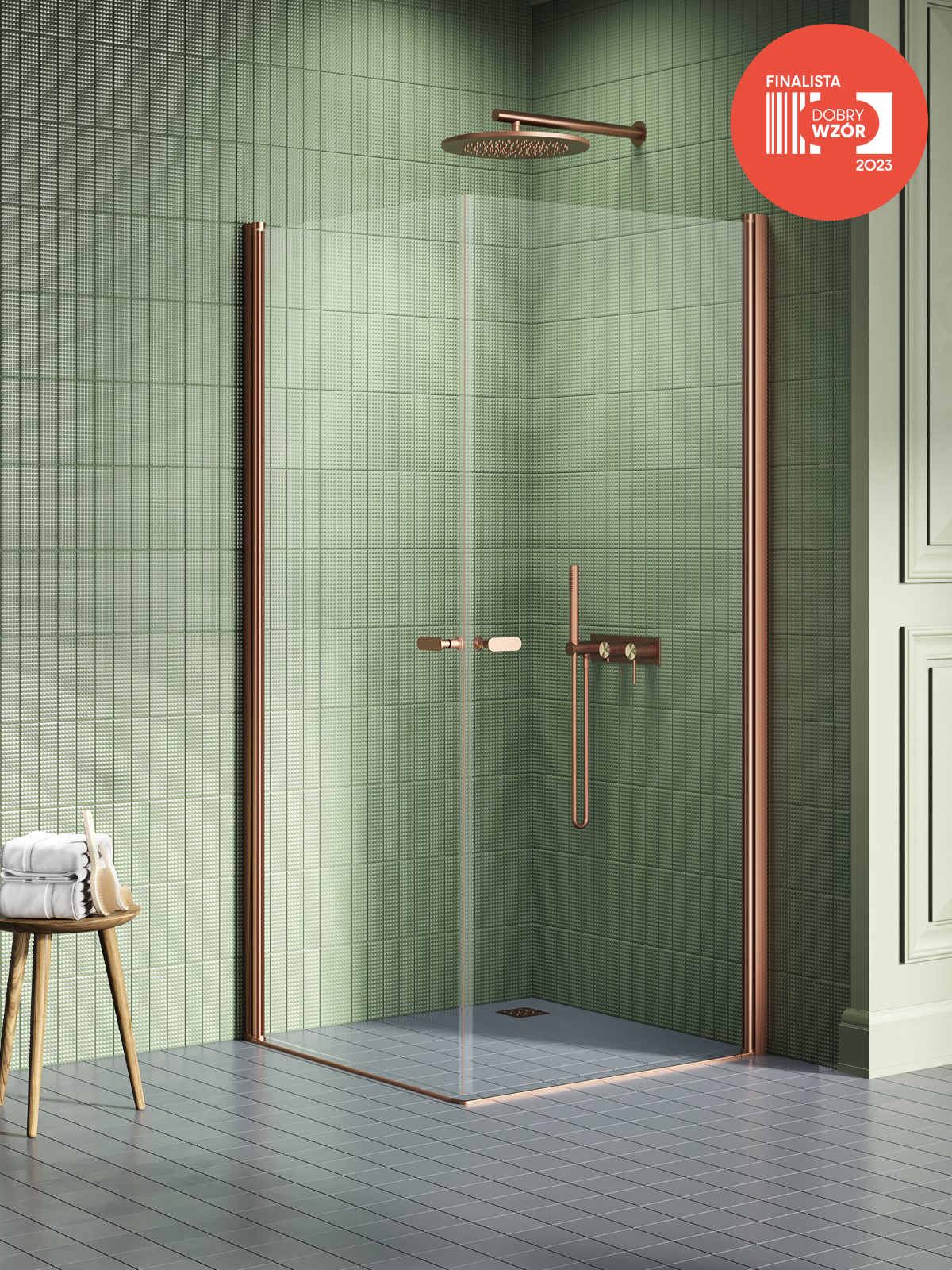 NEW SOLEO Copper Brushed két ajtós szögletes zuhanykabin