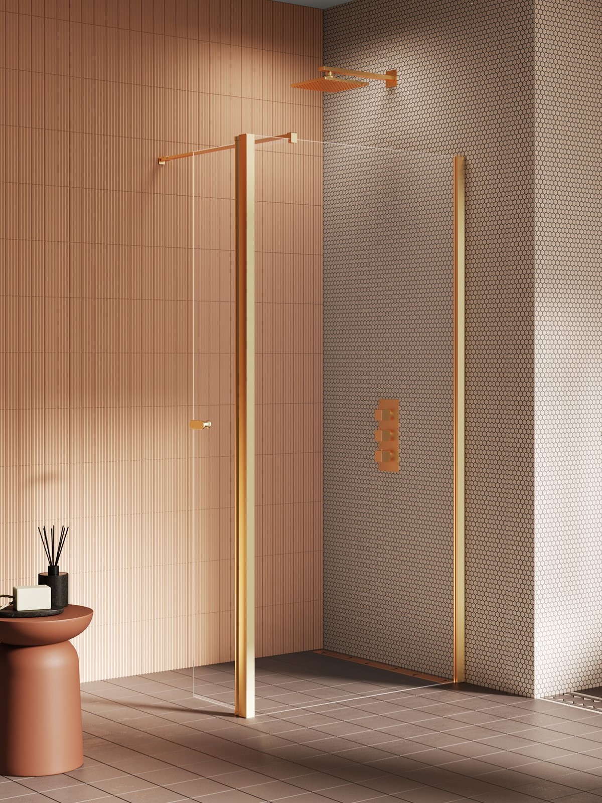 NEW SOLEO Gold Brushed WALK In nyíló ajtóval
