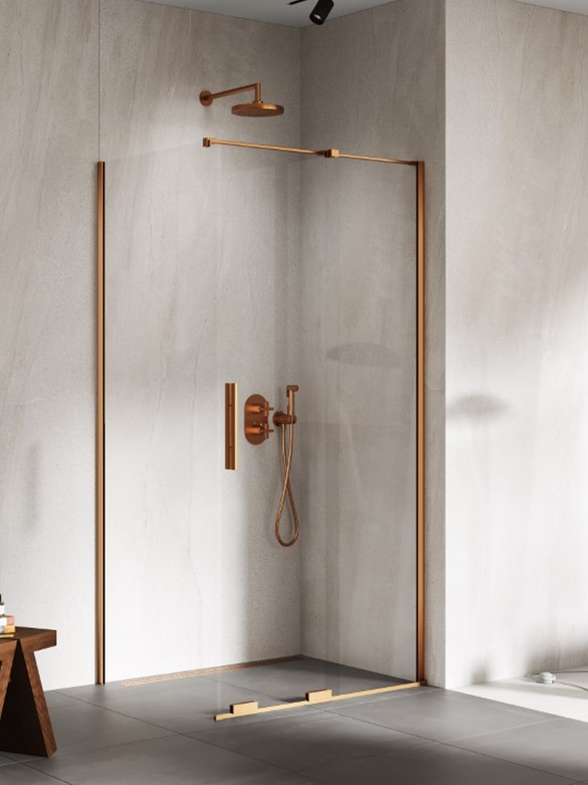 SMART Copper Brushed egy ajtós szögletes zuhanykabin