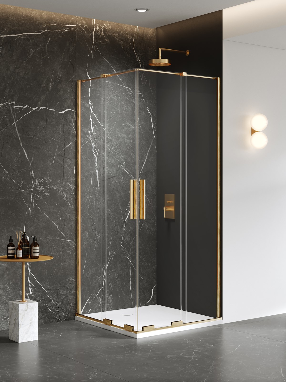 SMART Gold Brushed két ajtós szögletes zuhanykabin