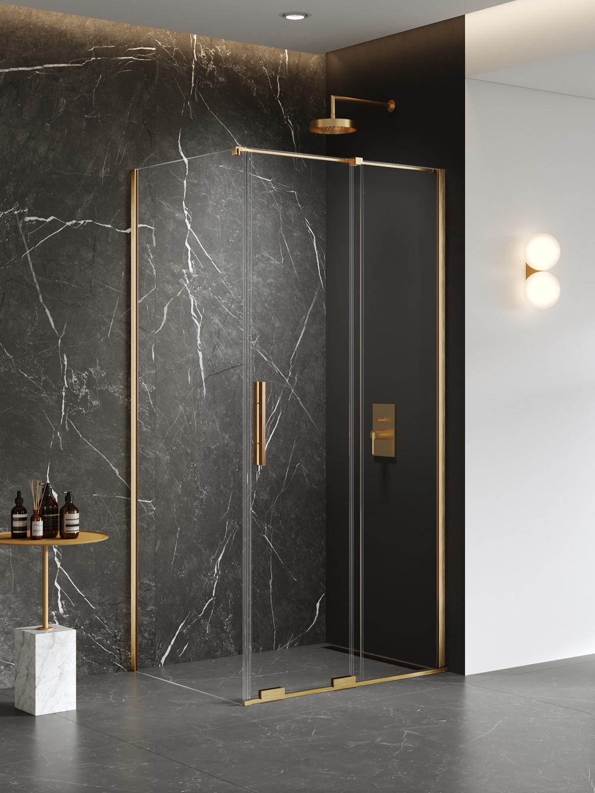 SMART Gold Brushed egy ajtós szögletes zuhanykabin