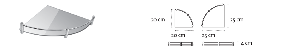 Sarok üvegpolc 250